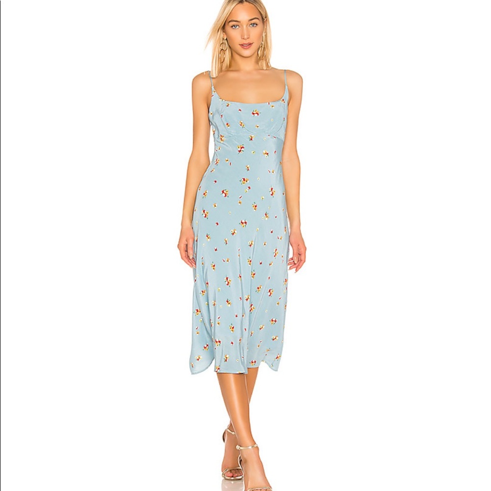 ASTR the label 🌻 sky blue pansy dress